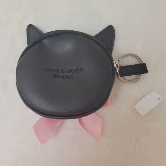 BBW Black Cat with Pink Bow Coin Purse Wallet Key Ring Zip Top New Out of Stock - Picture 2 of 8